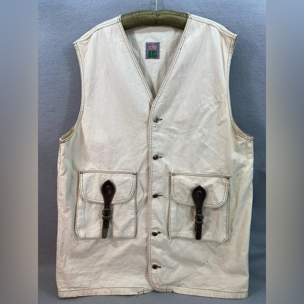 Gino Venucci Canvas Vest Streetwear Pockets Buckle Utility Men's Size XL